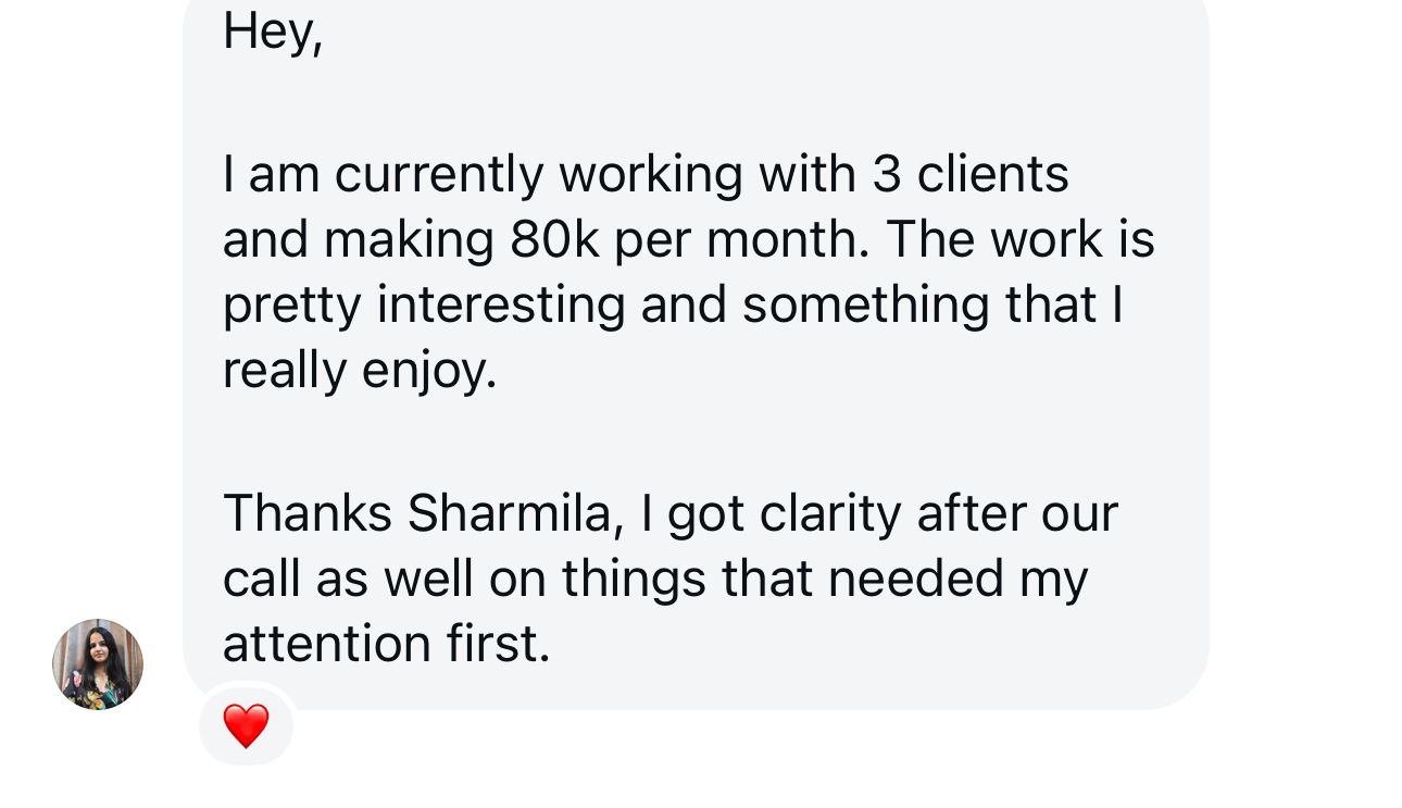 Student win screenshot: ₹80,000 / month · 3 clients