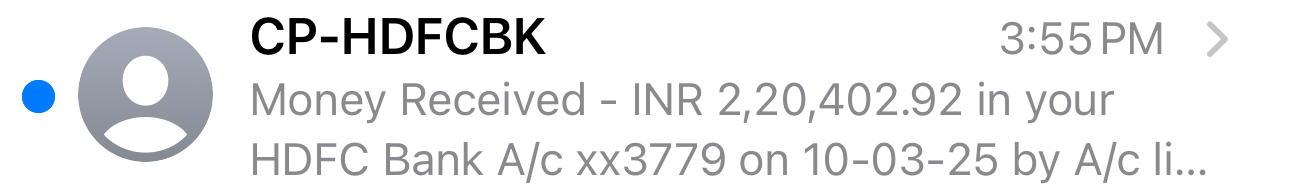 Client payment received: INR 2,20,402