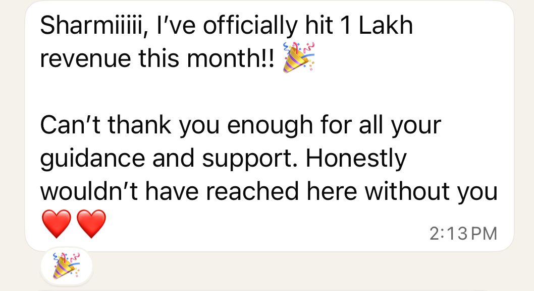 Student win screenshot: ₹1,00,000 / month